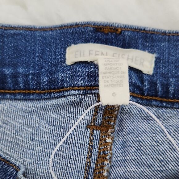 Eileen Fisher -22 Stretch Organic Cotton Boyfriend Jeans Mid-Rise Distressed 6 - Picture 4 of 9